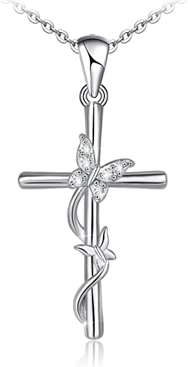 Butterfly Distance Cross Necklace for Women