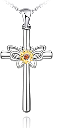 Butterfly Distance Cross Necklace for Women