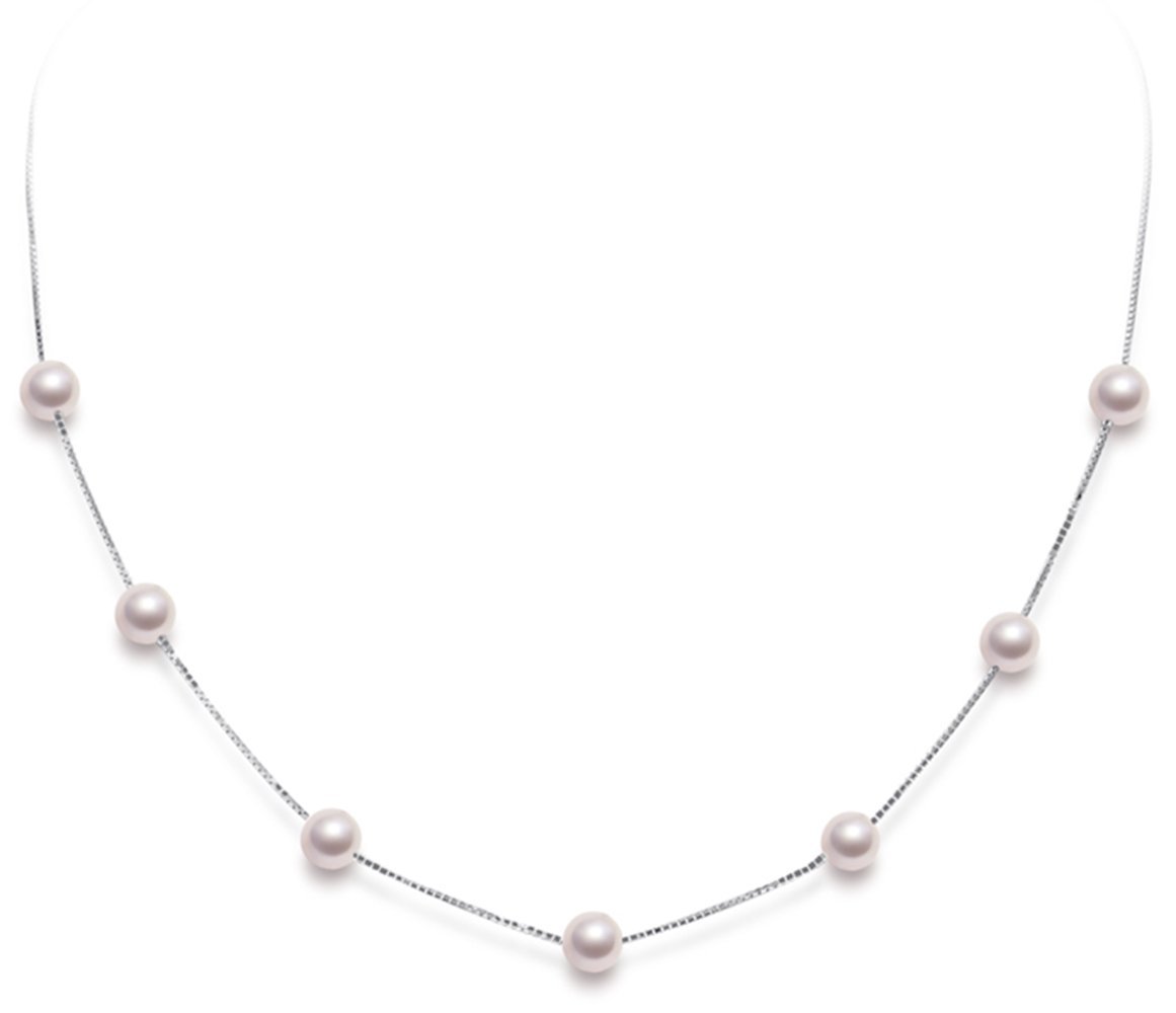 Fine Jewelry Women Gifts Freshwater Cultured White Pearl Bracelet and Necklace 925 Sterling Silver