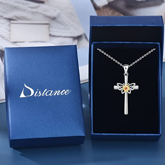Butterfly Distance Cross Necklace for Women