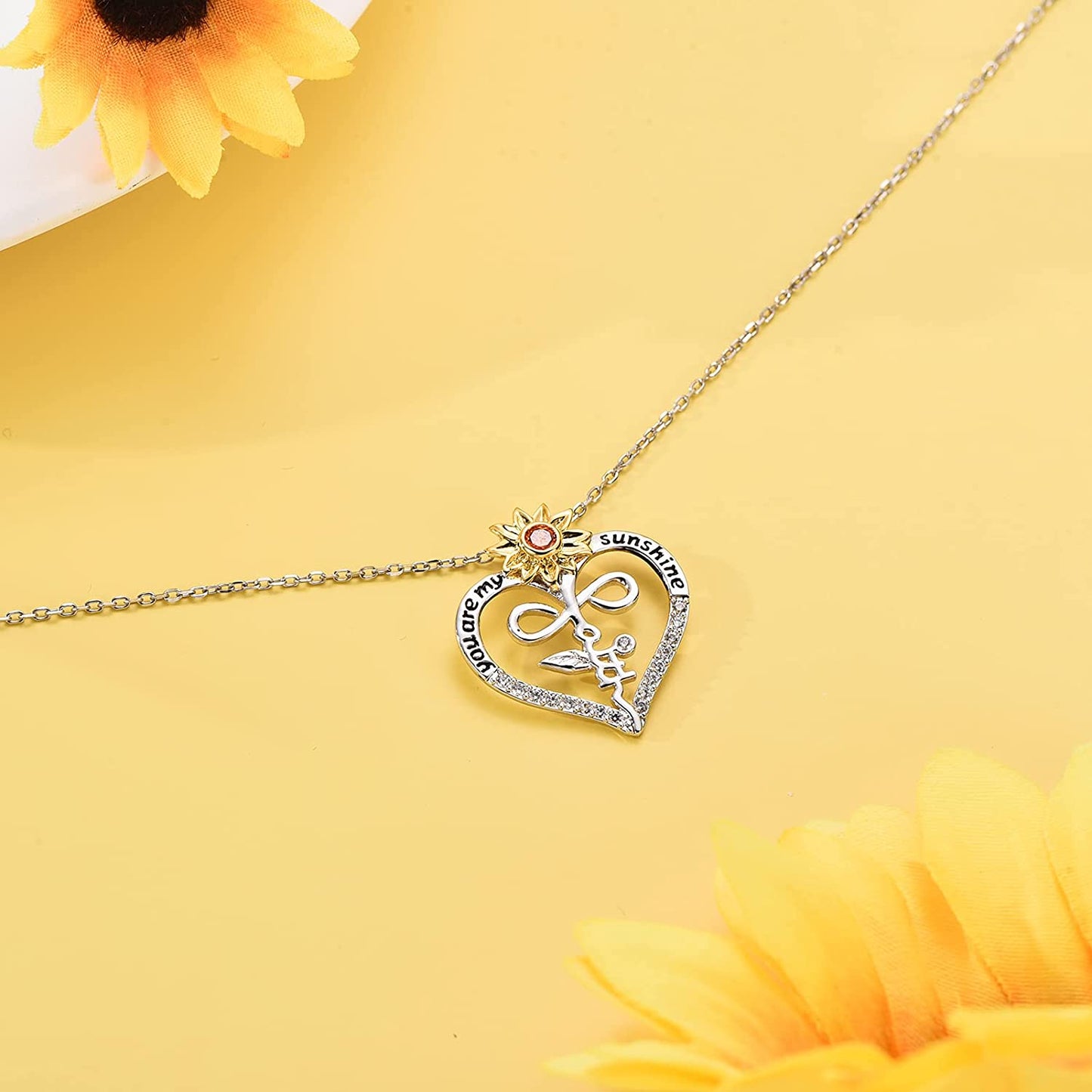 925 Sterling Silver Faith Cross Necklace for Women,You are My Sunshine Sunflower Necklace Jewelry Gifts for Women Wife Girls Mom for Birthday Christmas Day