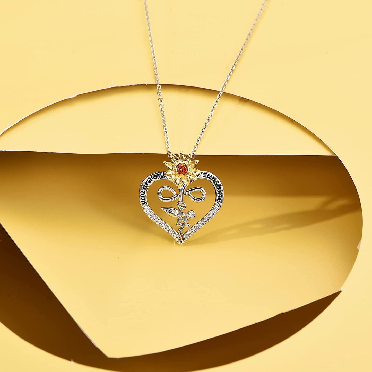 925 Sterling Silver Faith Cross Necklace for Women,You are My Sunshine Sunflower Necklace Jewelry Gifts for Women Wife Girls Mom for Birthday Christmas Day