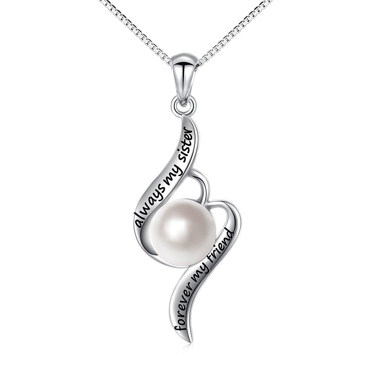 925 Sterling Silver Always My Sister Daughter Mother Forever My Friend Love Heart Necklace for Women Sister Mother Gift