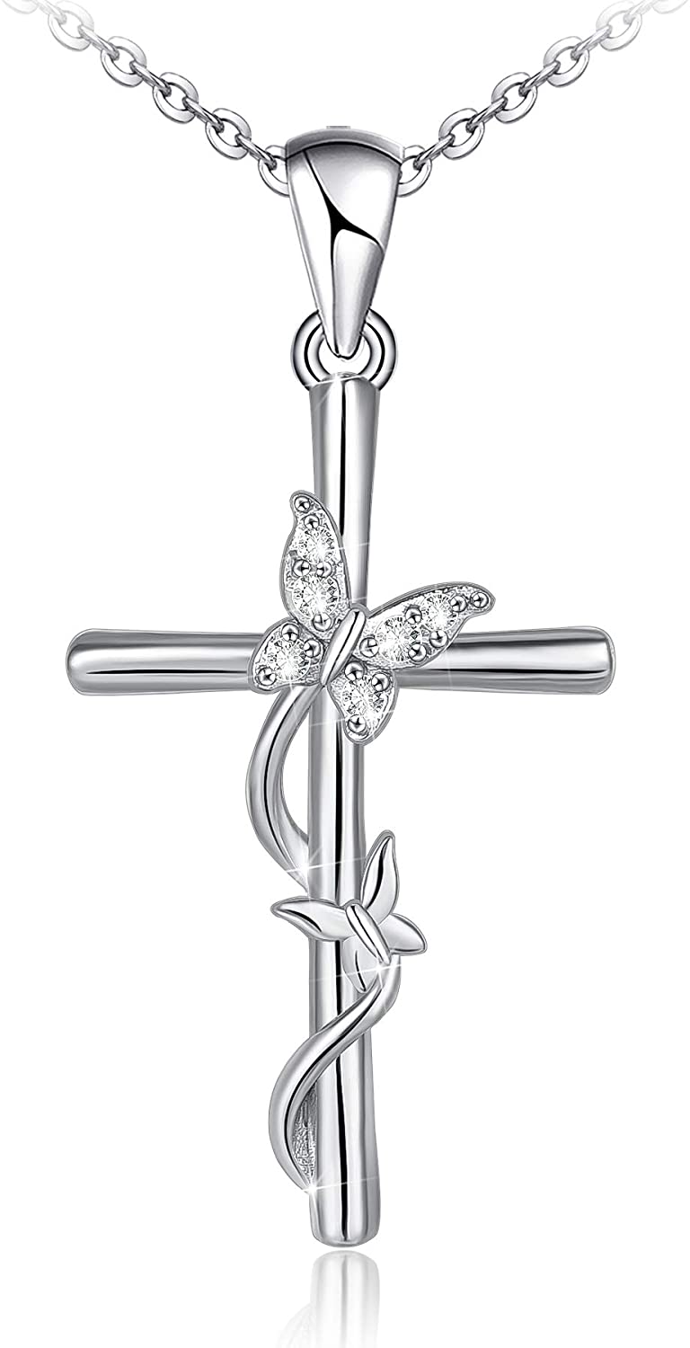 Cross Necklace for Women 925 Sterling Silver Jewelry for Girls Mom Wife Gift for Mother's Day or Birthday