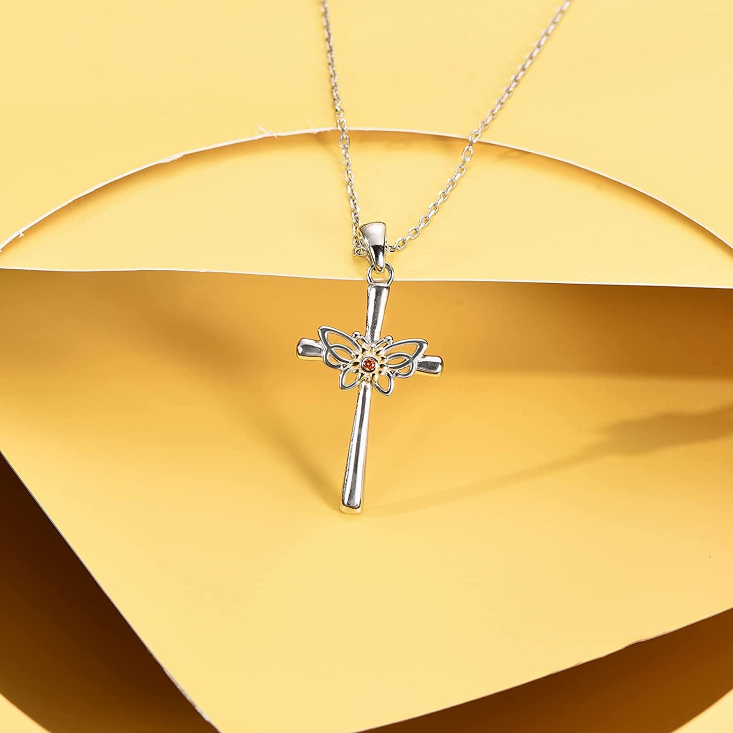 Butterfly Distance Cross Necklace for Women