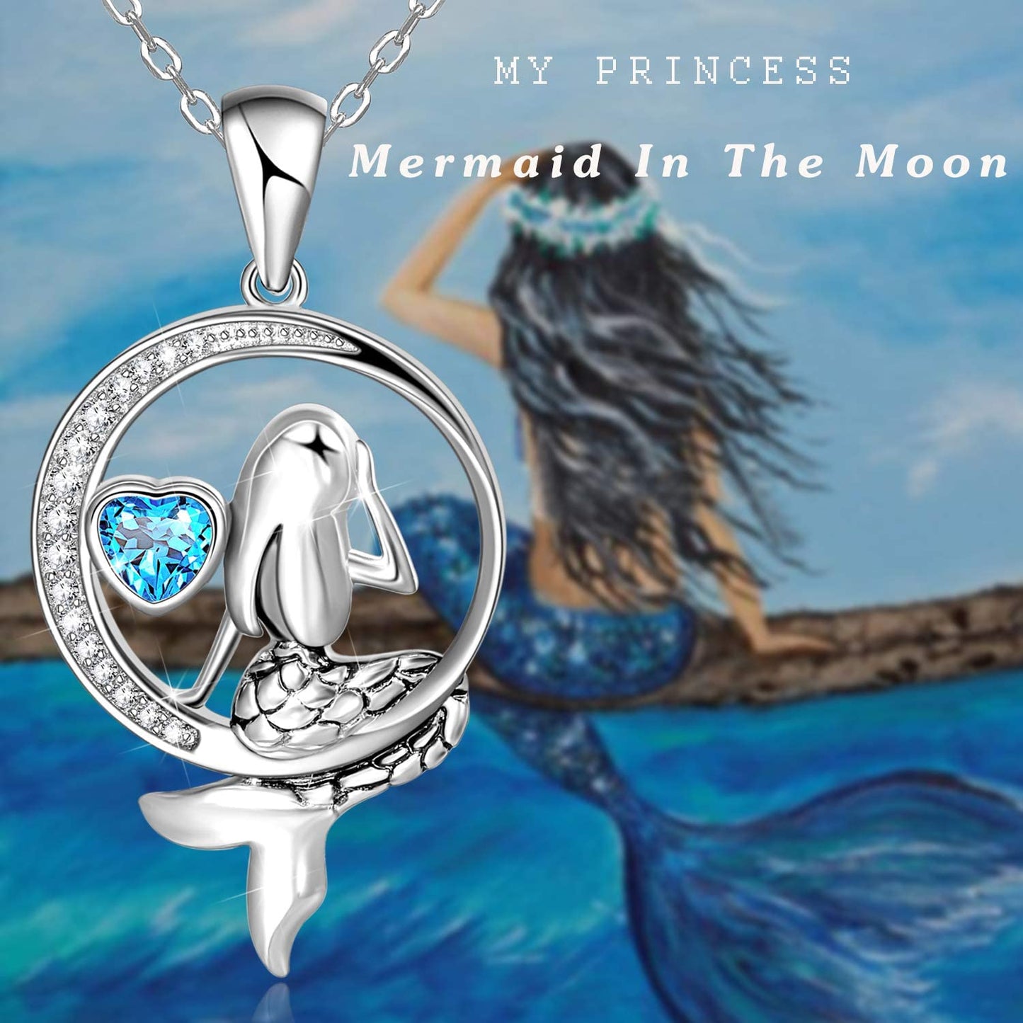 925 Sterling Silver Classic Sea Mermaid Necklce