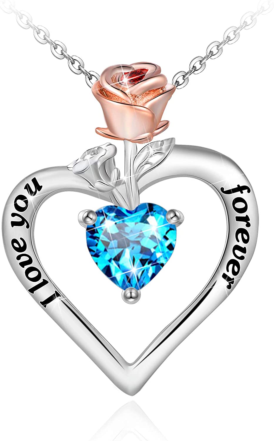 925 Sterling Sliver Two-Tone Rose Heart Necklace