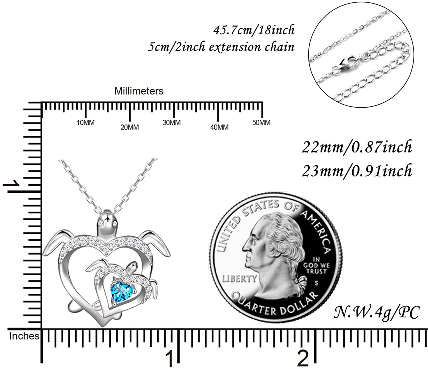 Health and Longevity Mom and Baby Sea Turtle Pendant Necklace for Women 925 Sterling Silver Love Heart Jewelry Gifts for Women Girls Mother Wife