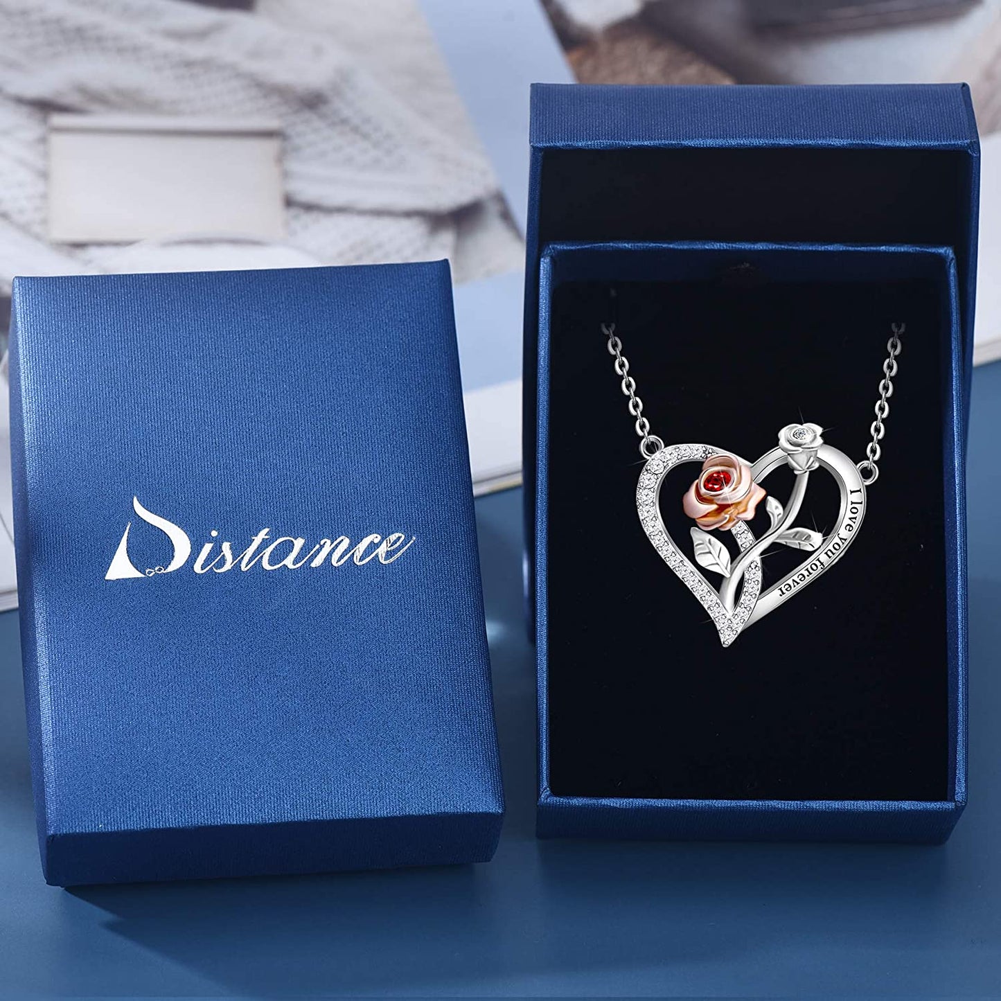 925 Sterling Sliver Two-Tone Rose Heart Necklace