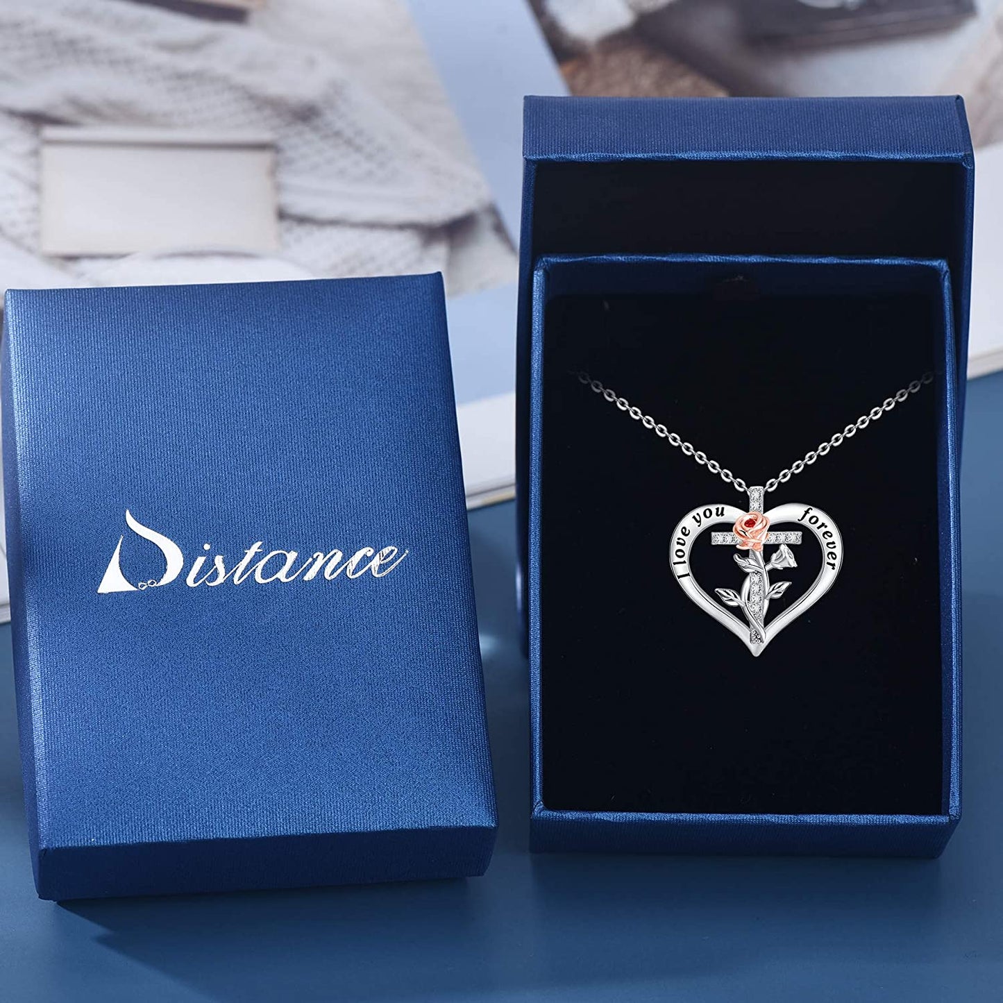 925 Sterling Sliver Two-Tone Rose Heart Necklace