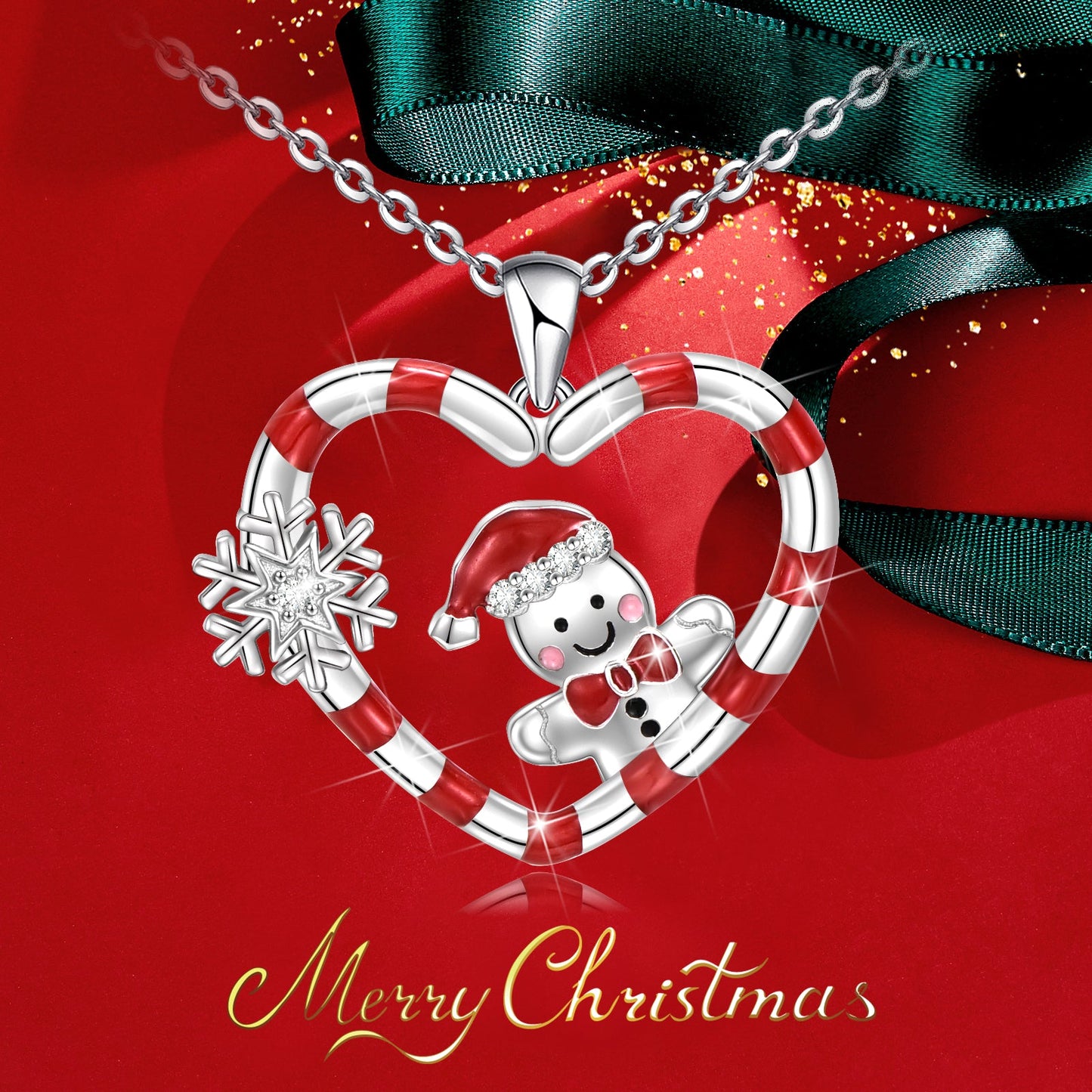 925 Sterling Silver Christmas Snowman Necklace