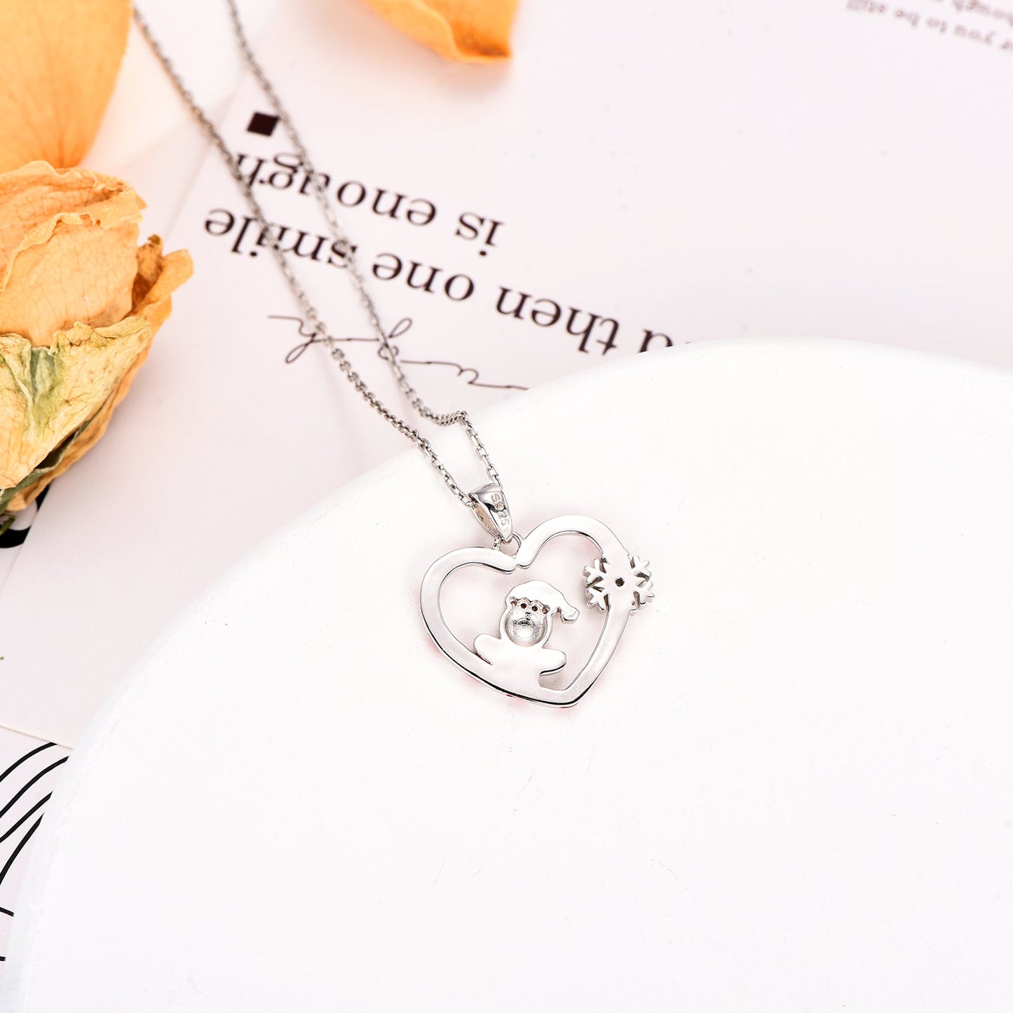 925 Sterling Silver Christmas Snowman Necklace
