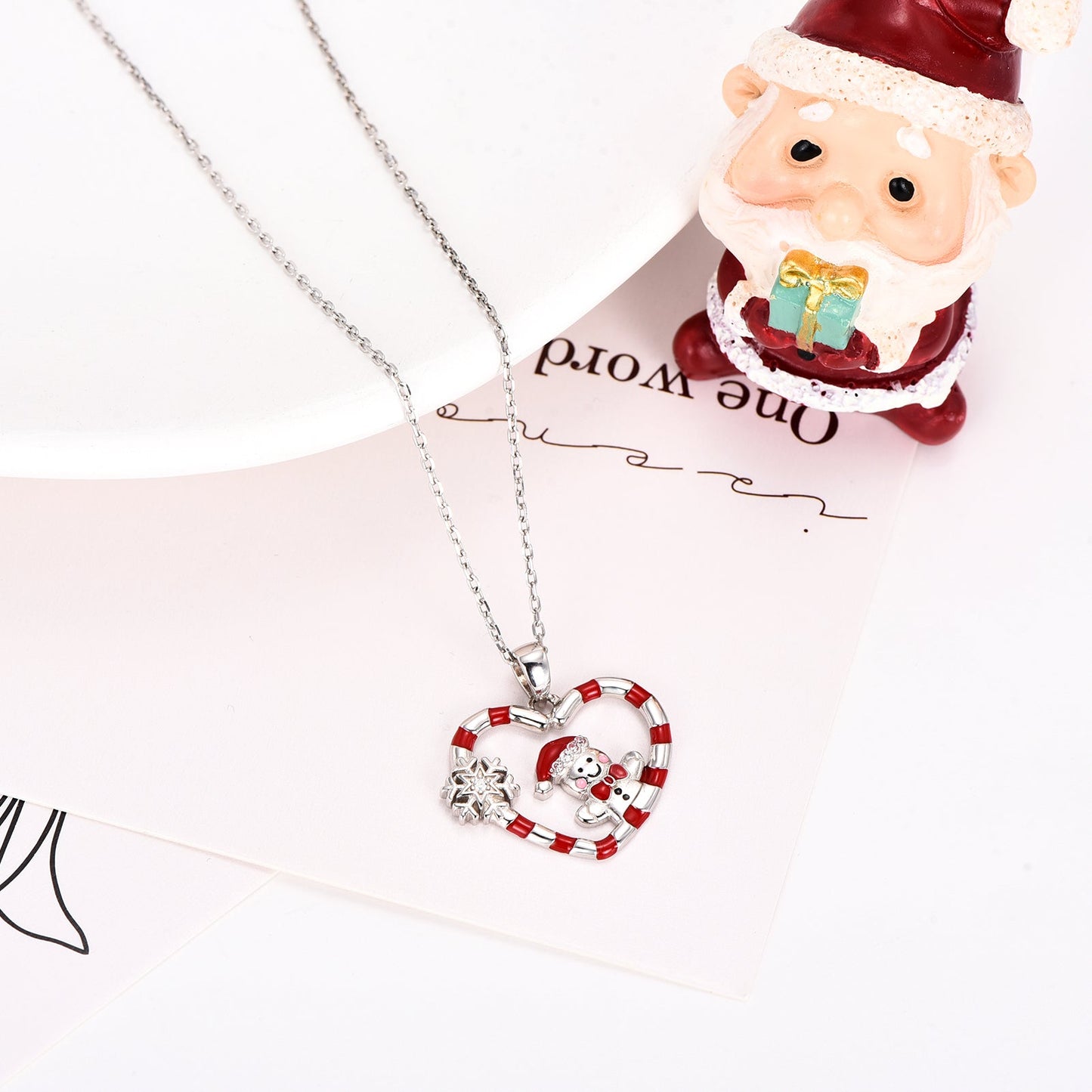 925 Sterling Silver Christmas Snowman Necklace