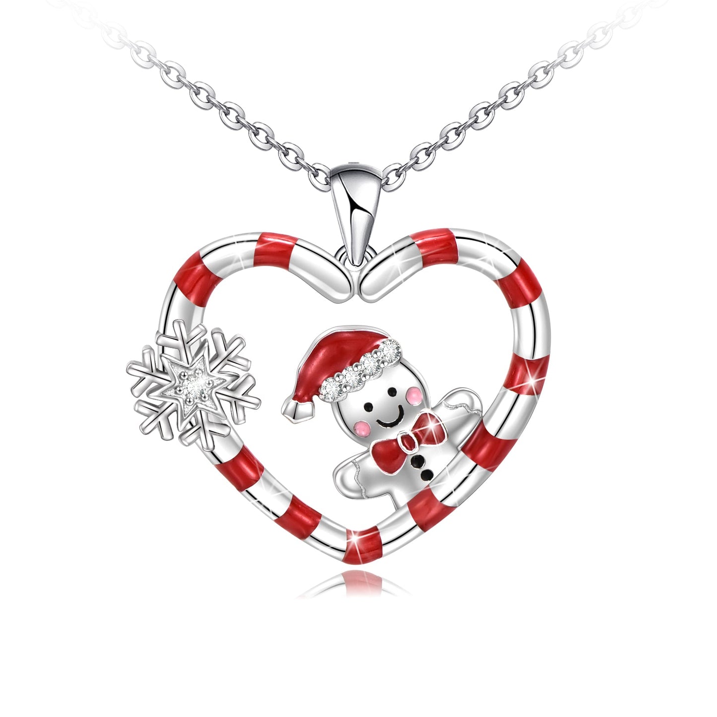 925 Sterling Silver Christmas Snowman Necklace