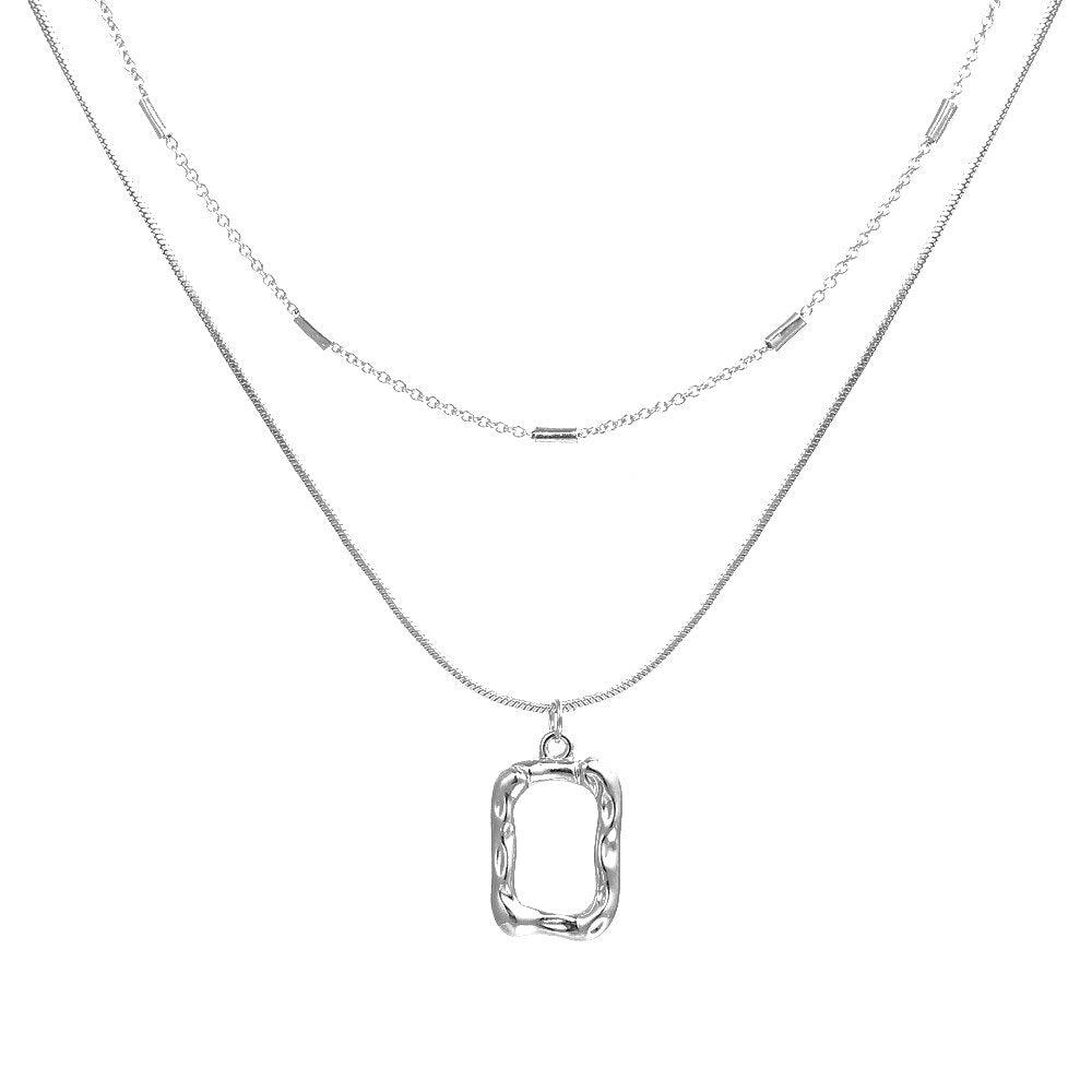 Square Hollow Double Necklace