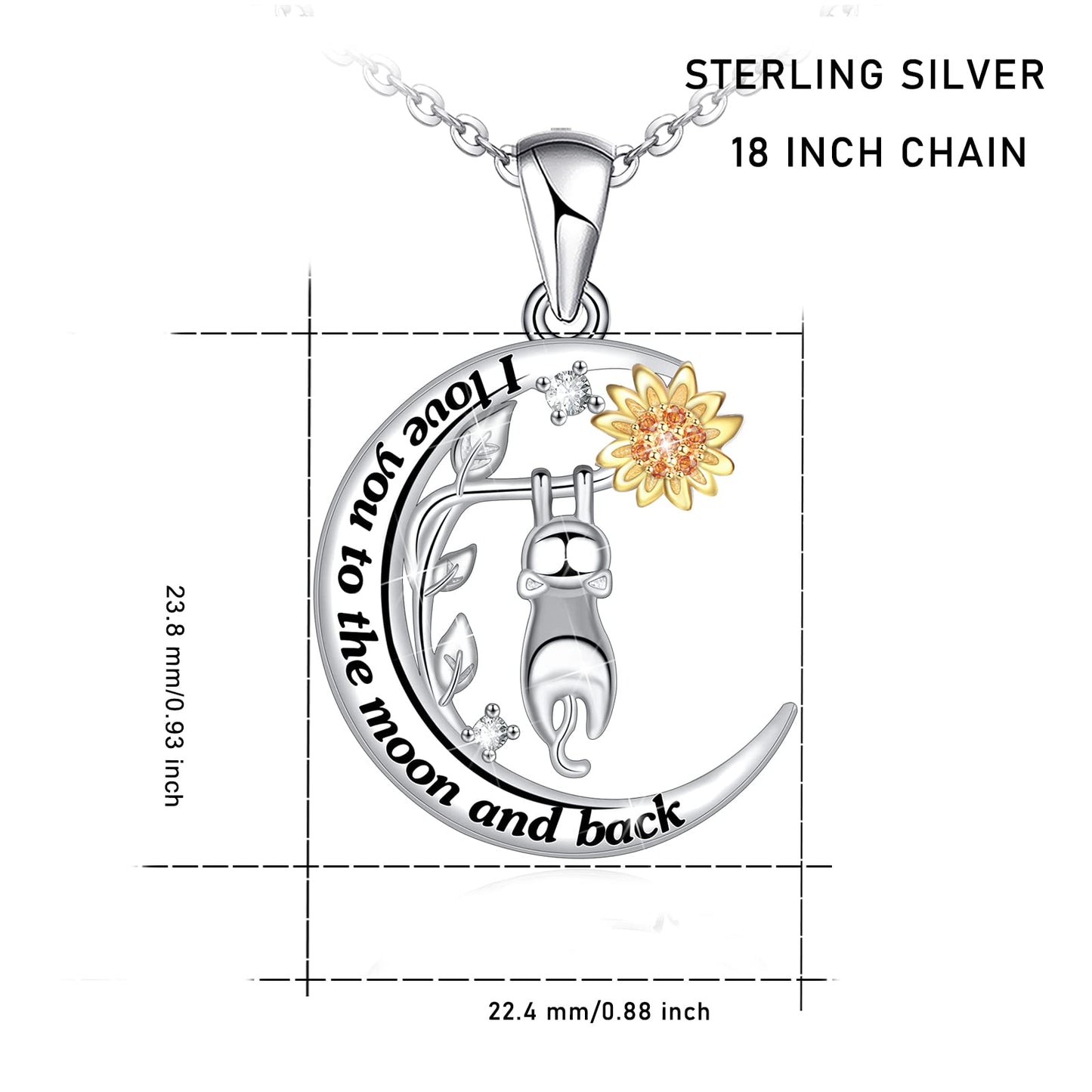 Sianilvera 925 Sterling Silver Cat Necklace