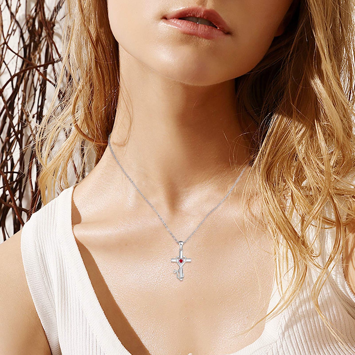 Cross Medical Stethoscope Pendant Necklace