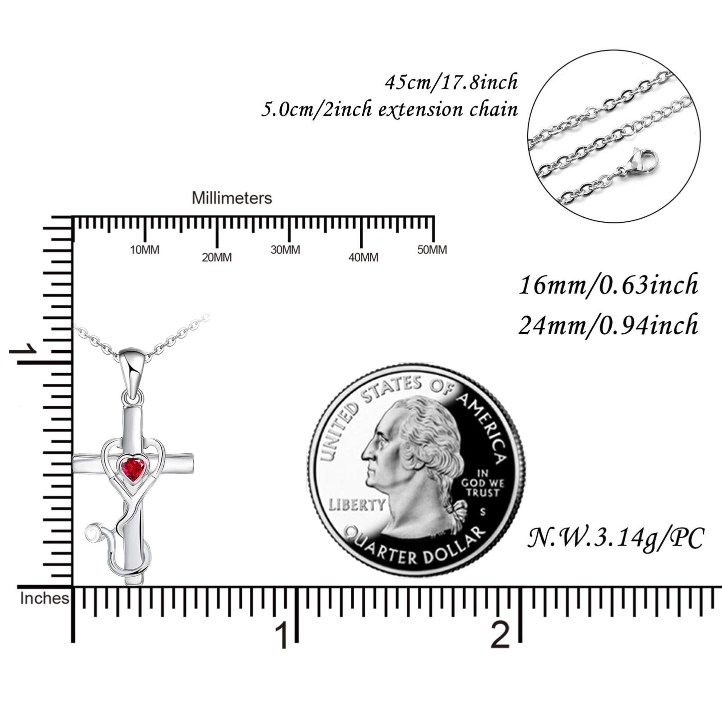 Cross Medical Stethoscope Pendant Necklace
