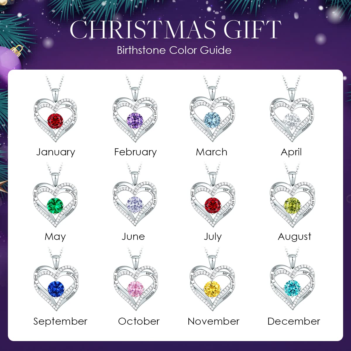 🎄The Last 3 Days 45% Off🎄Forever Love Heart Birthstone Pendant Necklaces