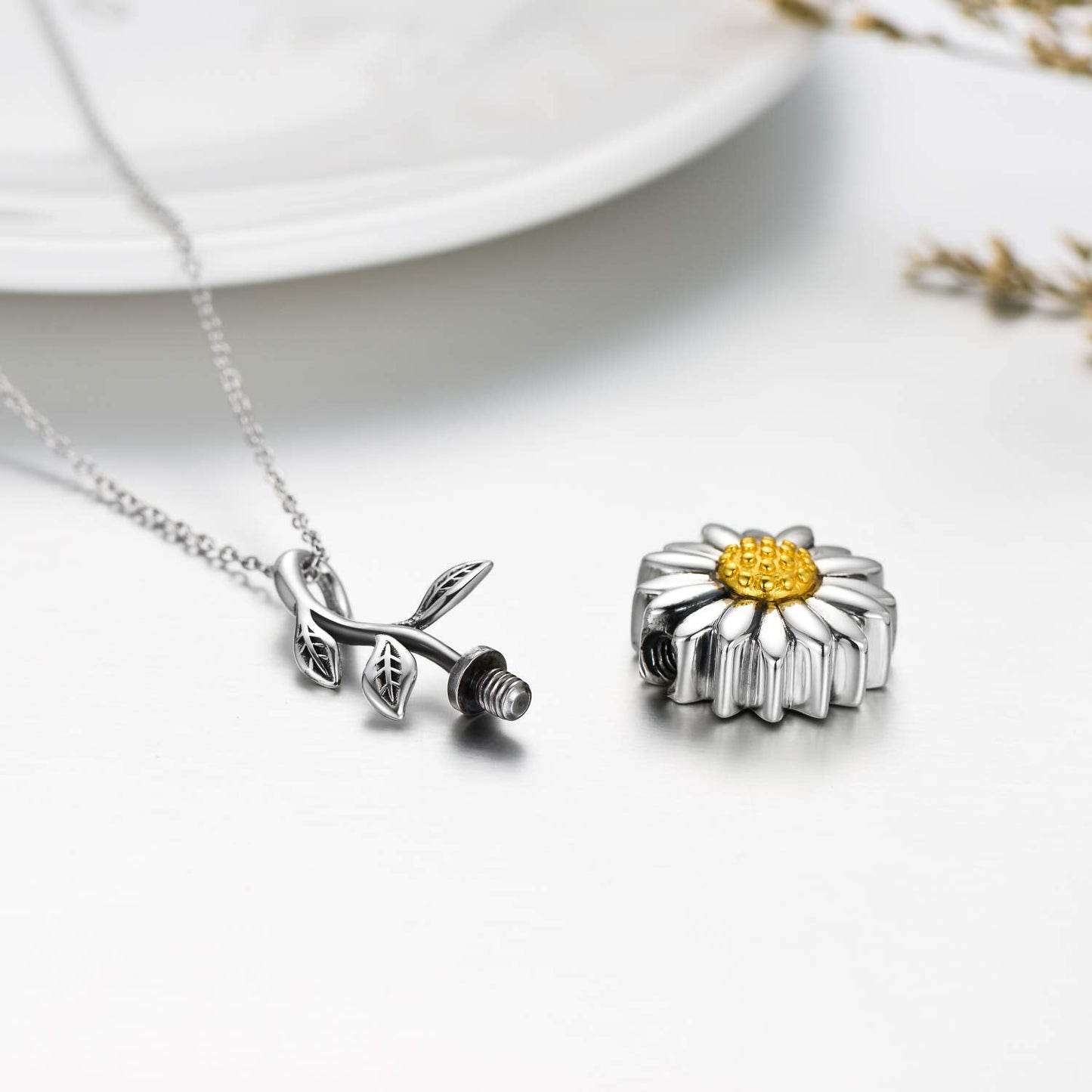 925 Sterling Silver Urn Bar Disc Necklace Keepsake Ashes Cremation Hair Memorial Jewelry