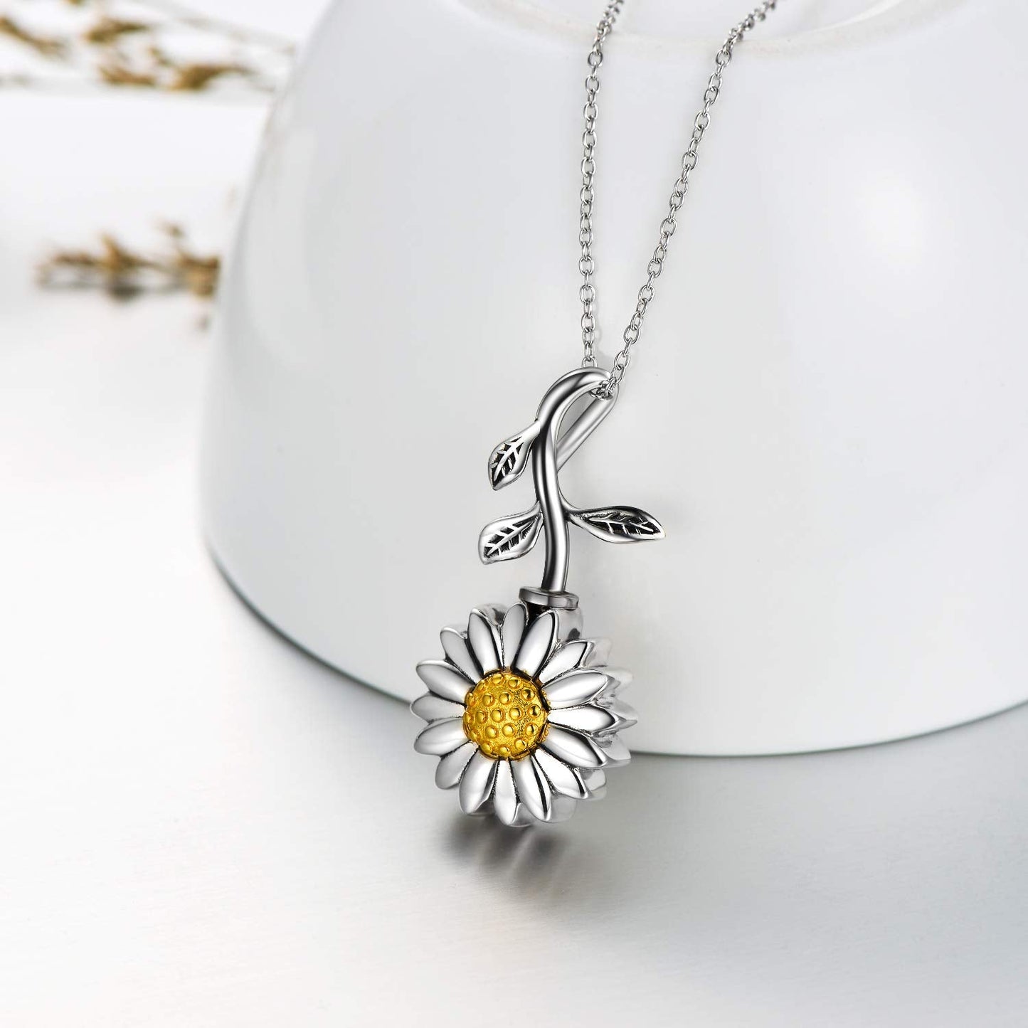 925 Sterling Silver Urn Bar Disc Necklace Keepsake Ashes Cremation Hair Memorial Jewelry