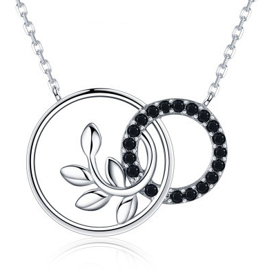 Fashion Double Circle Sterling Silver Pendant Necklace