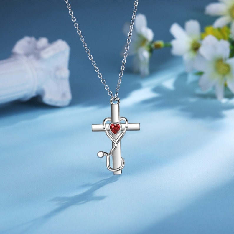 Cross Medical Stethoscope Pendant Necklace
