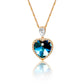 Blue Crystal & 18K Gold Plated Ocean Heart Necklace