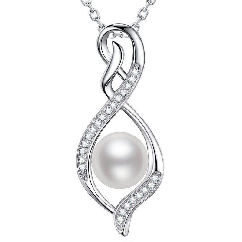 Birthday Gifts for WomenForever Love Infinity Necklace Mom Wife Garnet Pearl Fine Jewelry for Her Sterling Silver