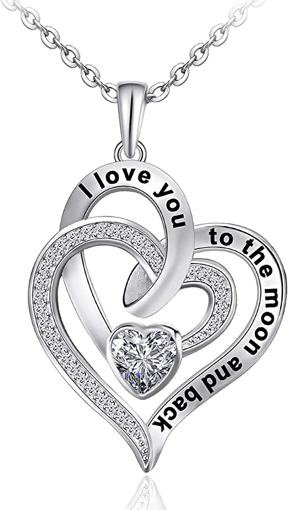 Women 925 Sterling Sliver Heart Necklace