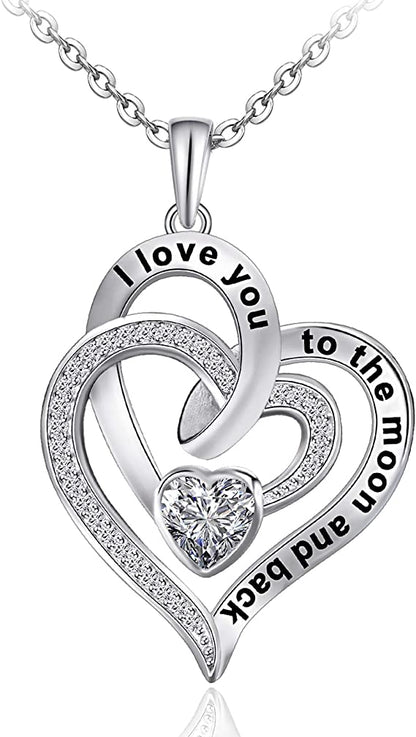 Women 925 Sterling Sliver Heart Necklace