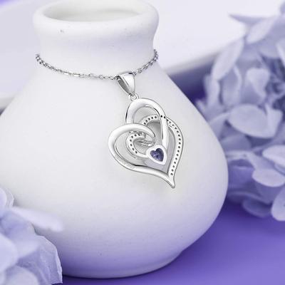 Women 925 Sterling Sliver Heart Necklace