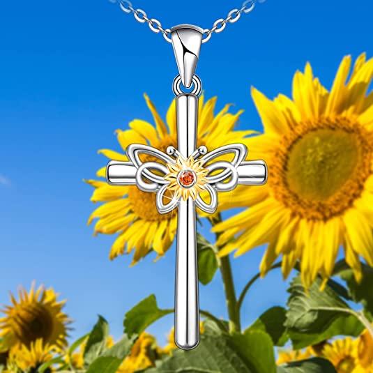 Butterfly Distance Cross Necklace for Women