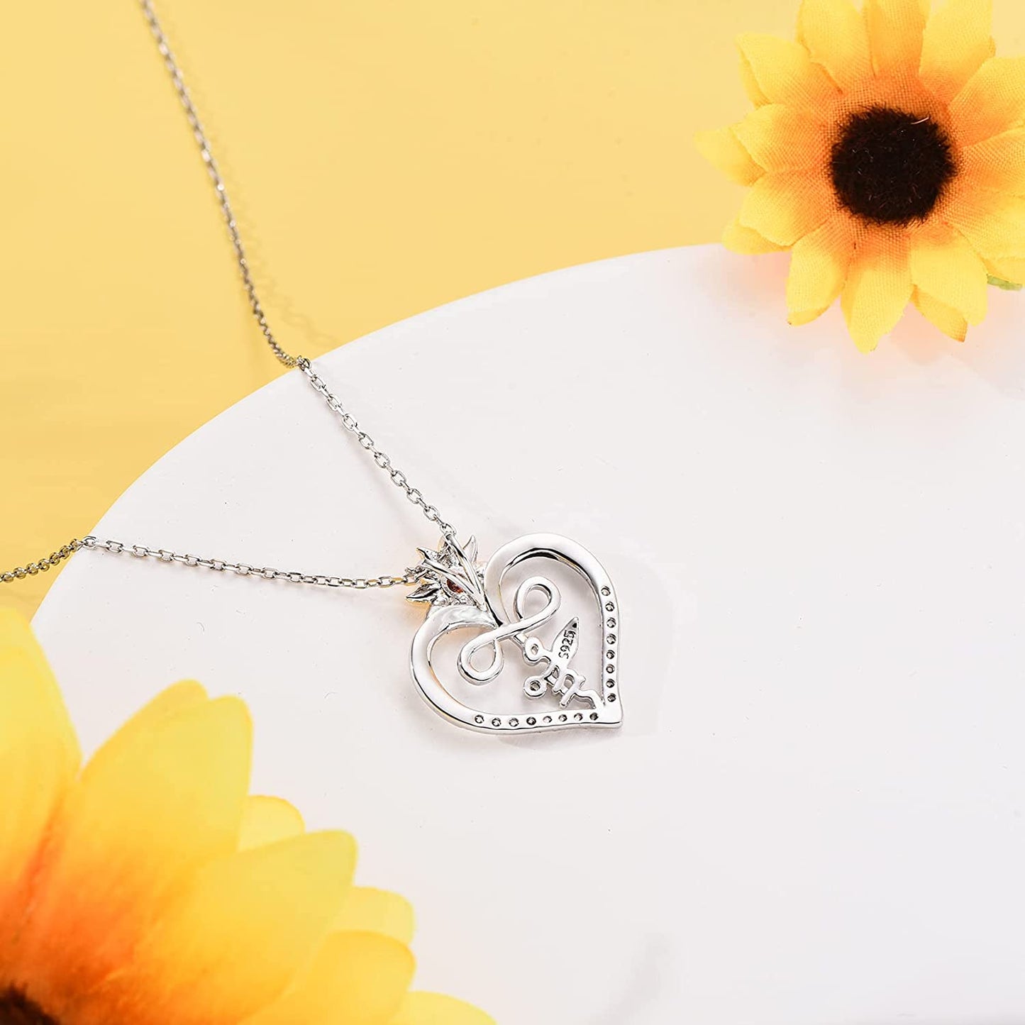 925 Sterling Silver Faith Cross Necklace for Women,You are My Sunshine Sunflower Necklace Jewelry Gifts for Women Wife Girls Mom for Birthday Christmas Day