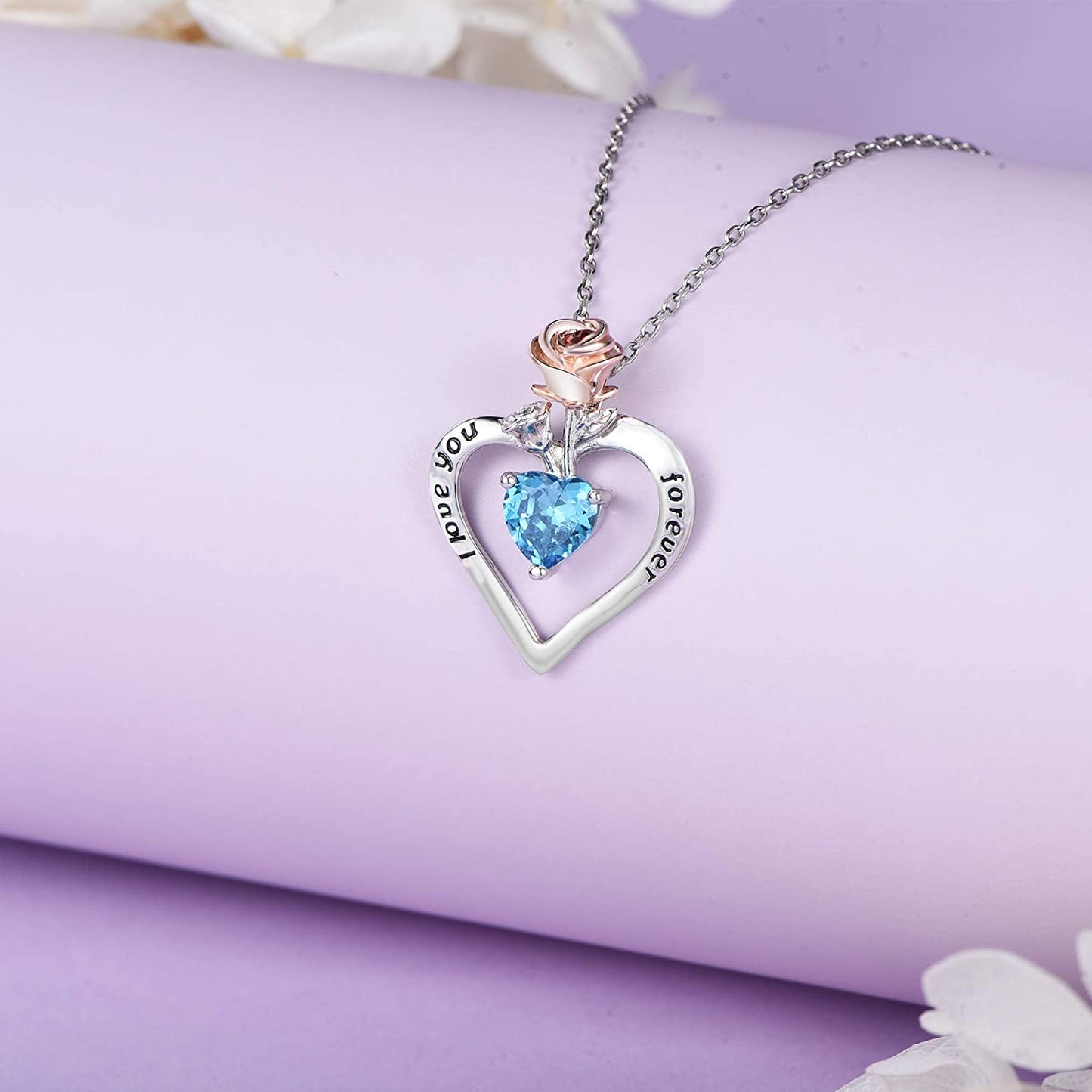 925 Sterling Sliver Two-Tone Rose Heart Necklace