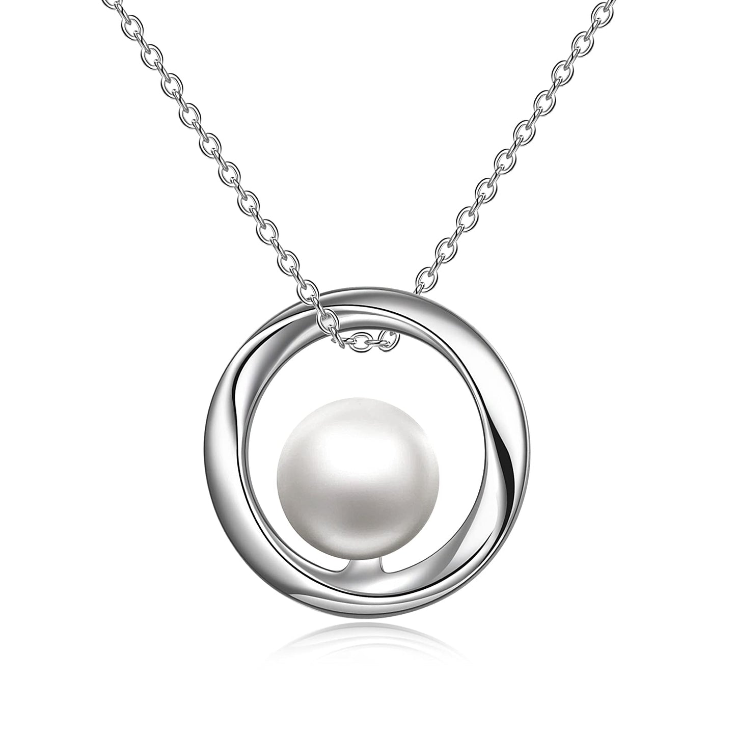 Pearl Necklace Sterling Silver Pearl Pendant Necklace Jewelry for Girls Women