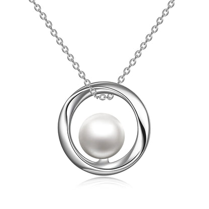 Pearl Necklace Sterling Silver Pearl Pendant Necklace Jewelry for Girls Women