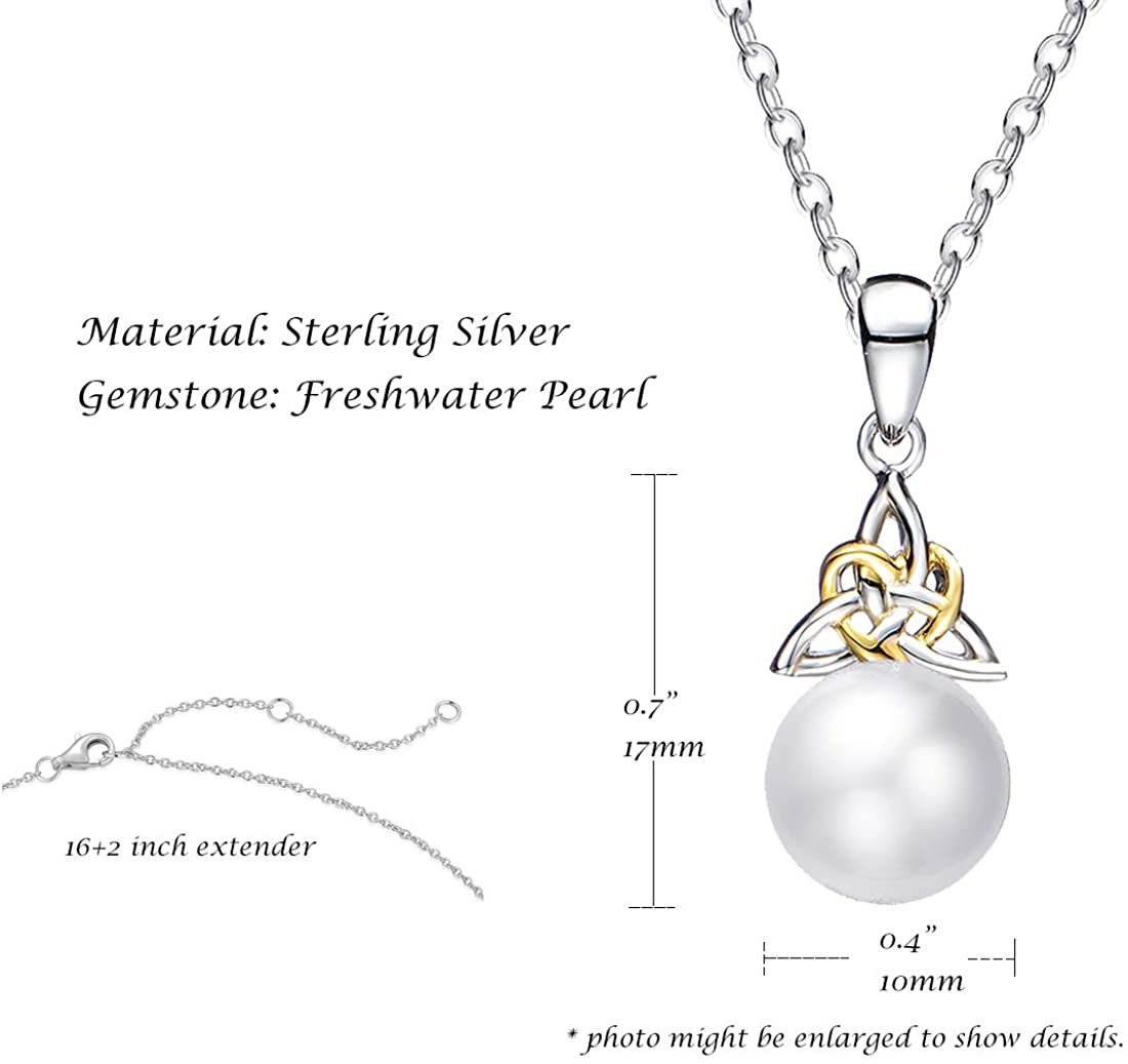 Pearl Necklace for Women 9-10mm Genuine Freshwater Pearl in Sterling Silver Infinity Heart Necklace Pearl Strand for Her Promise Anniversary Jewelry Birthday Gifts for Women