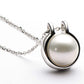 Pearl Necklace,Freshwater Cultured Simple Pearl Round Circle Pendant Sterling Silver Chain Jewelry Christmas Gifts for Women(Size:8.5-9mm)