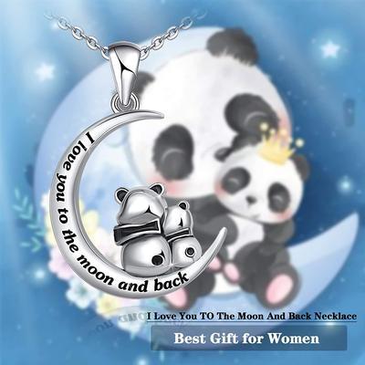 925 Sterling Silver Double Bunny Rabbit Panda Necklace Jewelry Gifts