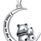 I Love You to The Moon and Back Necklace for Women,925 Sterling Silver Double Bunny Rabbit Panda Necklace Jewelry Gifts for Women Mom Daughter Wife Girls