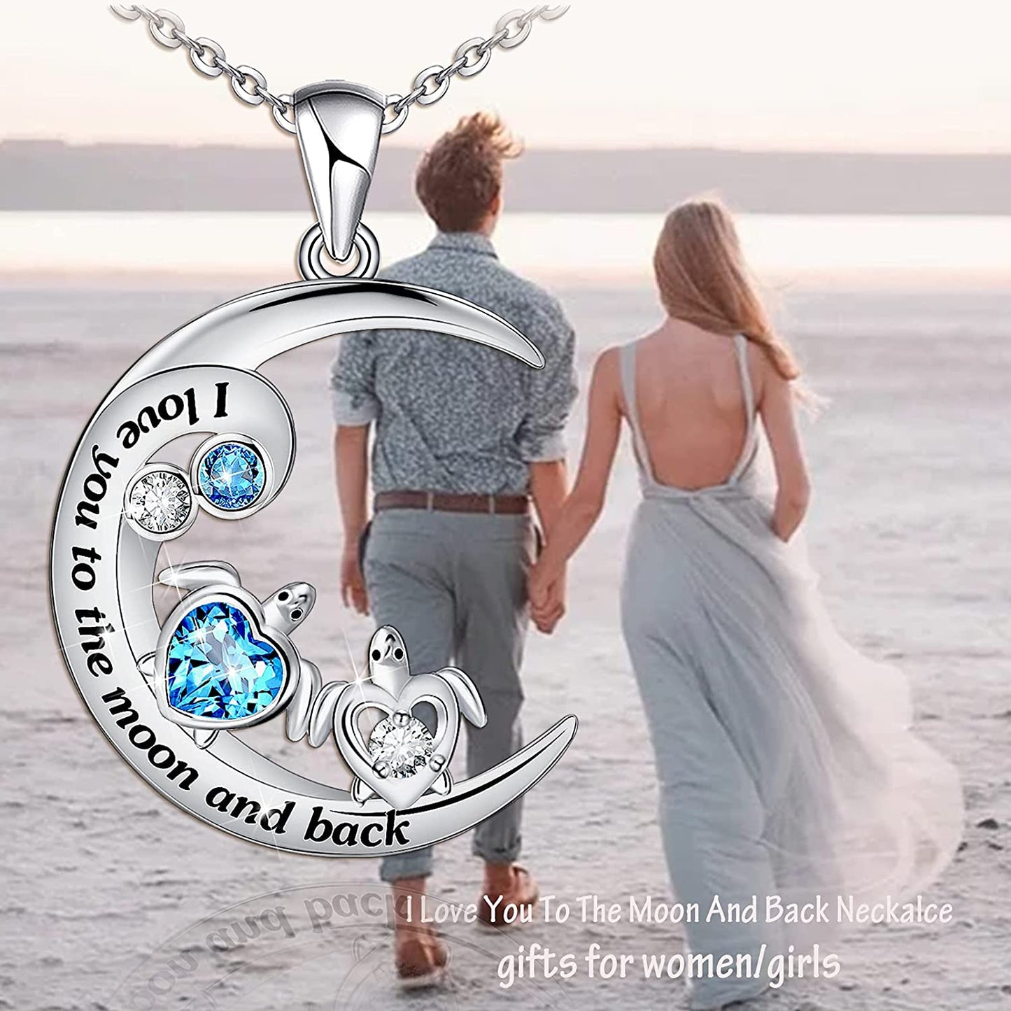 Health and Longevity Mom and Baby Sea Turtle Pendant Necklace for Women 925 Sterling Silver Love Heart Jewelry Gifts for Women Girls Mother Wife