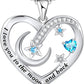 I Love You to The Moon and Back Necklace 925 Sterling Silver Heart Pendant Necklace Jewelry Gifts for Women Mom Wife Girls