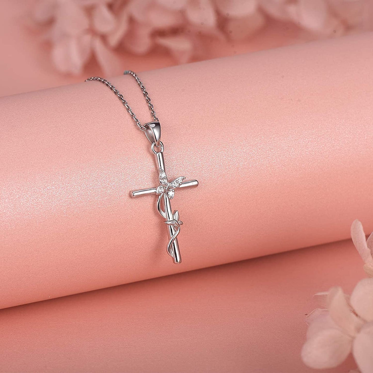 Cross Necklace for Women 925 Sterling Silver Jewelry for Girls Mom Wife Gift for Mother's Day or Birthday