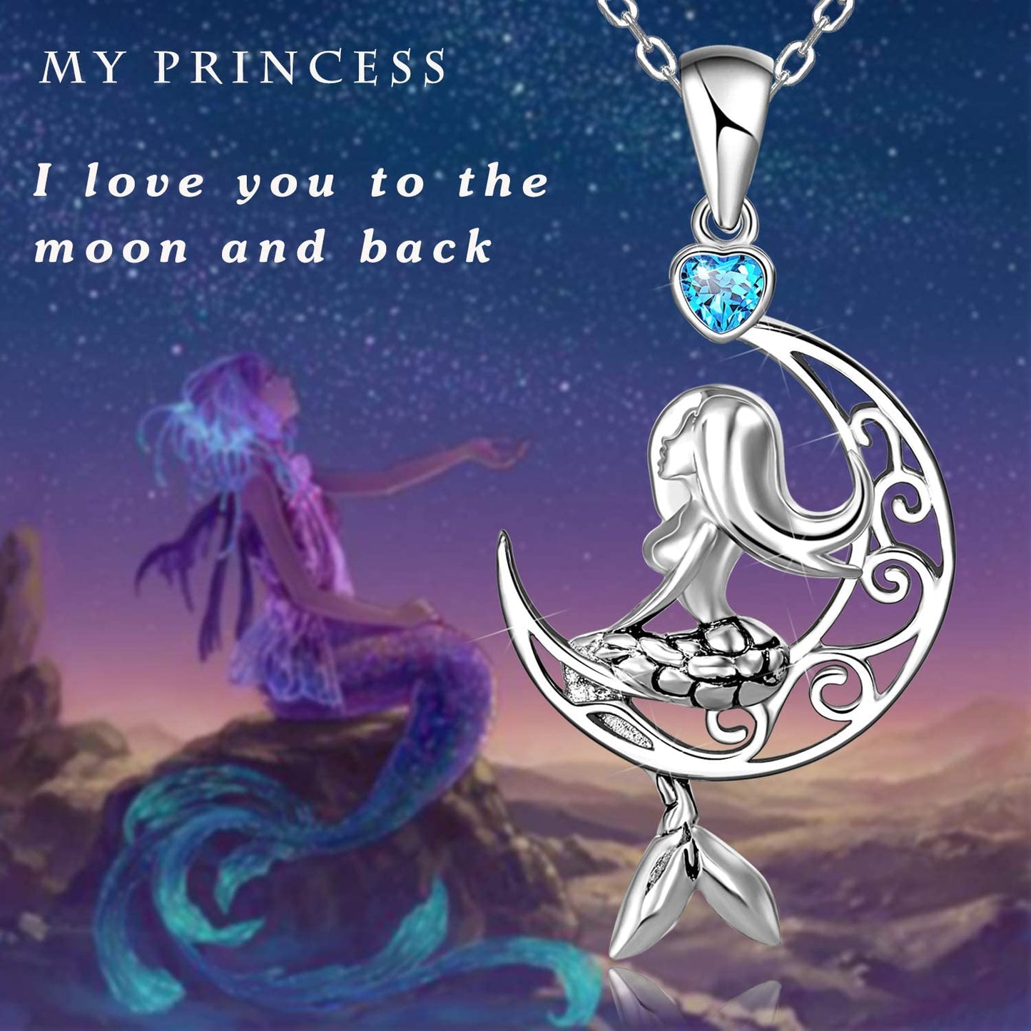 925 Sterling Silver Classic Sea Mermaid Necklce