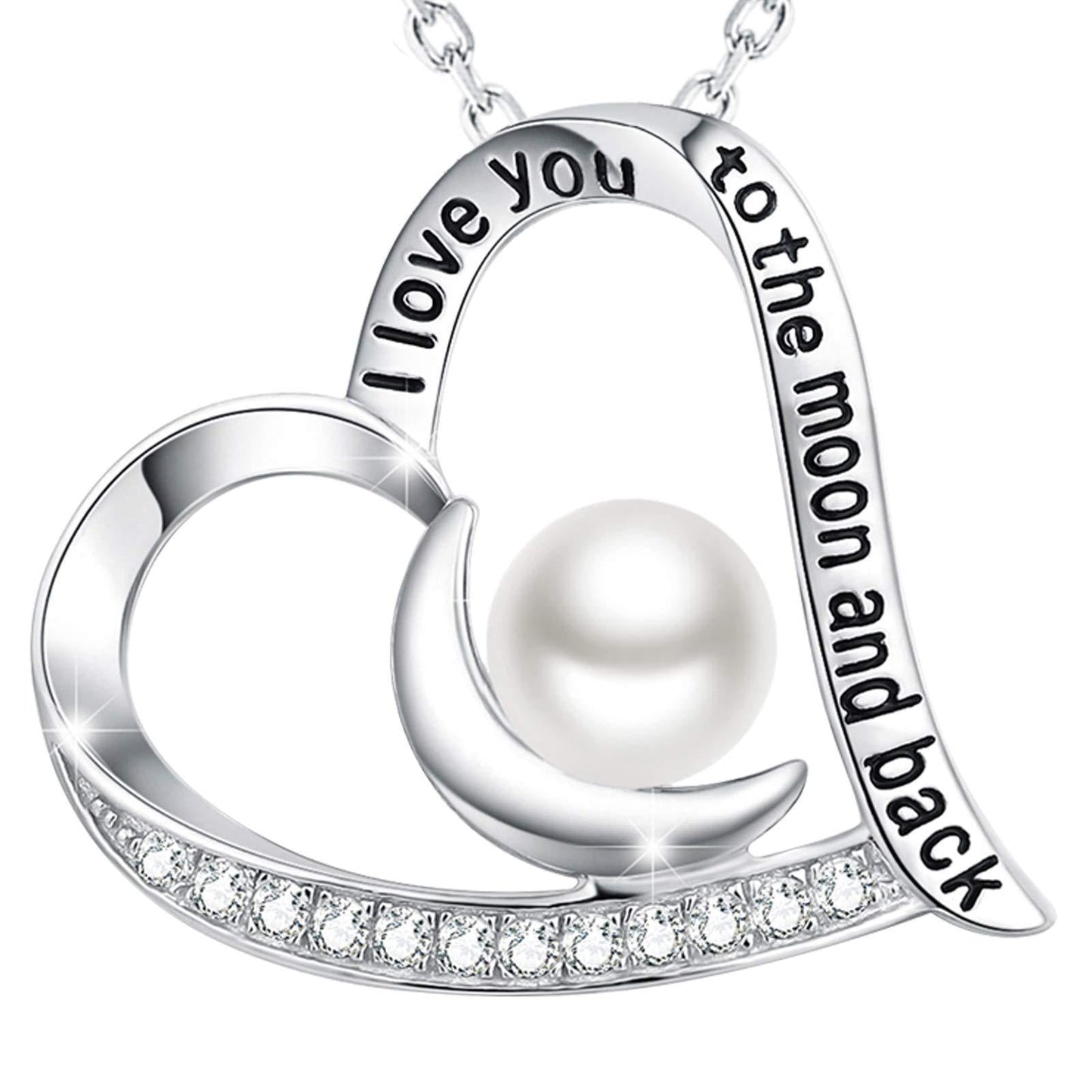 Brithday Gifts for Wife I Love You to the Moon and Back Pearl Necklace for Women