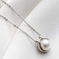 Pearl Necklace,Freshwater Cultured Simple Pearl Round Circle Pendant Sterling Silver Chain Jewelry Christmas Gifts for Women(Size:8.5-9mm)