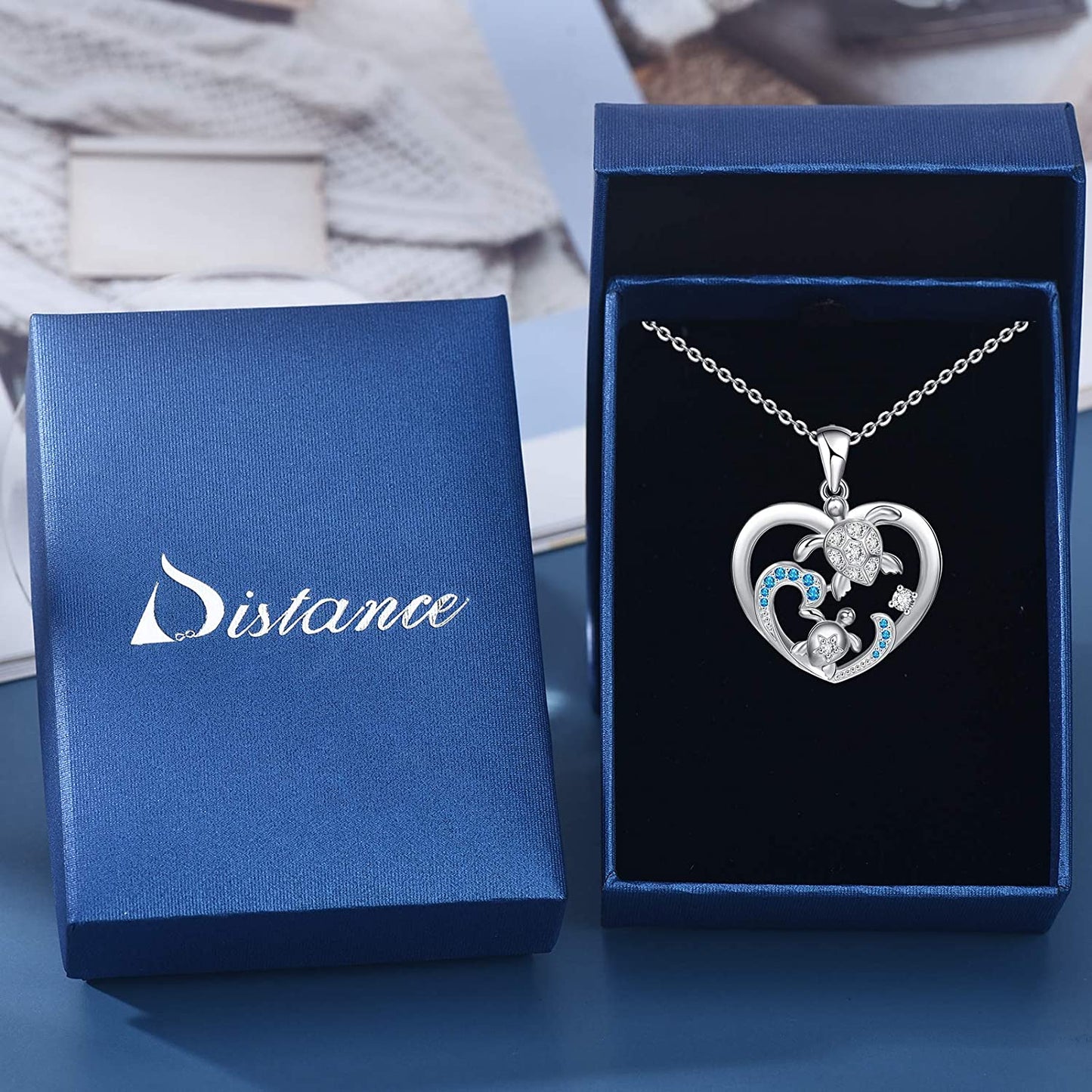 Health and Longevity Mom and Baby Sea Turtle Pendant Necklace for Women 925 Sterling Silver Love Heart Jewelry Gifts for Women Girls Mother Wife