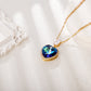 Blue Crystal & 18K Gold Plated Ocean Heart Necklace