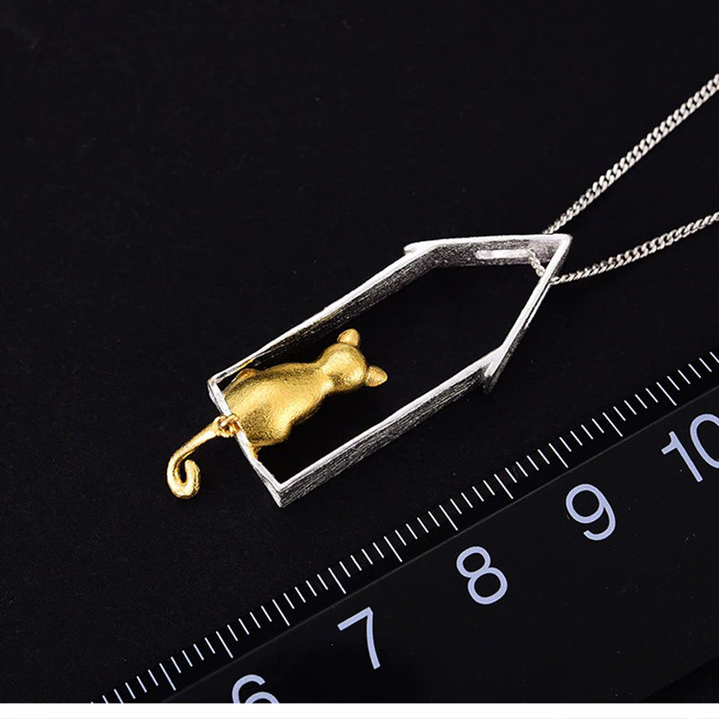 Silver Necklace "Playful cats"